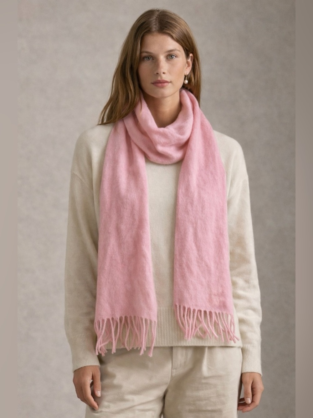 Alashan 100% Cashmere Soft Pink Scarf Fringe Soft Luxury Wrap